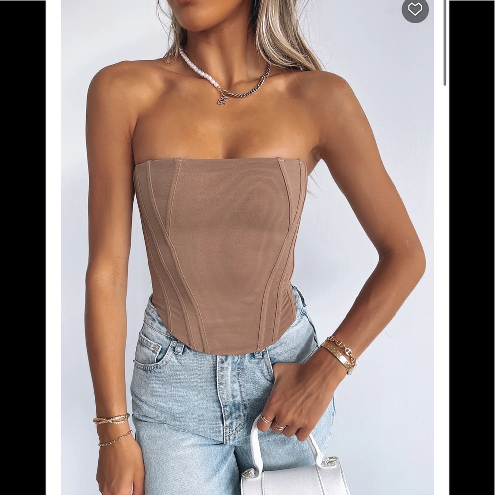 NWT - White Fox Boutique Sharp Edges Bustier in Dark Nude